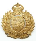 New Zealand Army 5th Mounted Rifles Otago Hussars other ranks metal cap badge