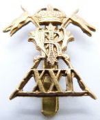 British Army 21st Lancers all brass cap badges