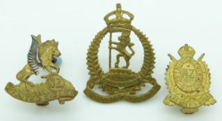 Three New Zealand Army Mounted Rifles 29th and Rifle Brigade Reinforcements metal badges