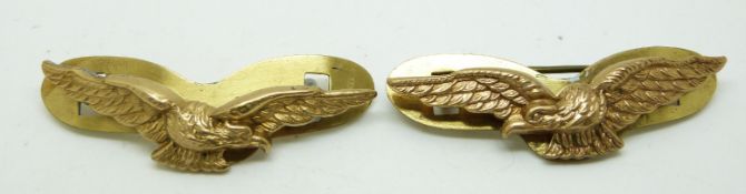 Royal Navy Fleet Air Arm air crew pair of metal collar badges
