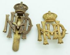 British North Devon Hussars metal badges, one pin back