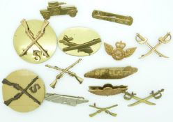 Thirteen British Army proficiency/trade badges including Swordsman, Sniper, Airborne etc