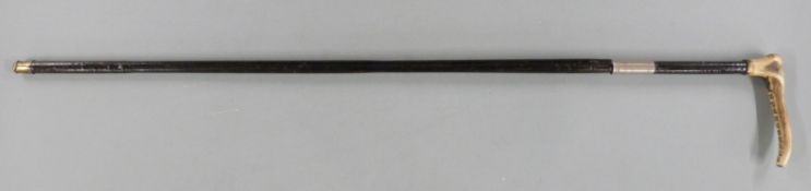 Callow and Son, Park Lane, London swordstick with maker's name to circular metal button, length of