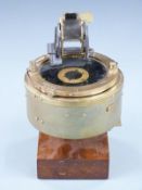 RAF 6A/892 compass with 6A/890 azimuth circle to top, on wooden base, H24cm overall