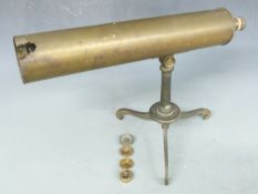 W & S Jones 19thC brass cassegrain reflector telescope, marked with maker's name and address 30
