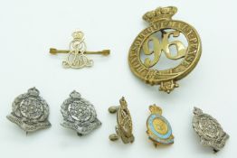 British Army 96th Regiment of Foot Glengarry badge together with pin back badges for the Army
