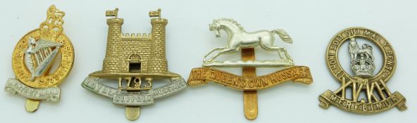 Four British Army Queen's Royal Irish Hussars, Queen's Own Hussars, Loyal Suffolk Regiment and