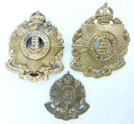 Three British Army County of London Battalion (Hackney) metal badges