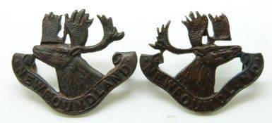 Two Canadian Army Newfoundland Regiment officer's service dress collar badges