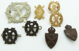 Eight Scottish Cadets etc metal badges including three pairs of collar badges