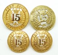 New Zealand Army 15th Northland Regiment gilt cap and collar badges together with another metal