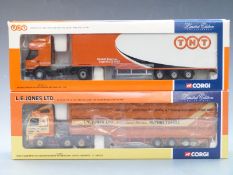 Two Corgi 1:50 scale limited edition diecast model lorries David TNT CC12111 and L E Jones Ltd