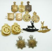 Thirteen British Army Middlesex Yeomanry/Regiment and Hertefordshire Yeomanry metal collar badges in
