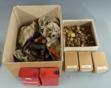 A collection of shotgun cartridge re-loading accessories including Curtis & Harvey's gunpowder tins,