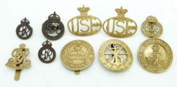 Ten United Services Corps, National Defence Company and Royal Defence Corps metal badges