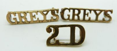British Army 2nd Dragoons, Greys metal shoulder titles