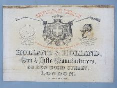Holland & Holland Ltd paper gun case label 'Holland & Holland Ltd Winners Of All The Prizes In