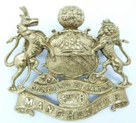 British Army Manchester Regiment 5th Volunteer Battalion metal cap badge