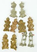 Ten British Army Hussars metal collar badges in pairs for the 13th, 19th, 23rd and 28th (2 pairs)