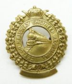 British Army Ceylon Railway Engineer Regiment brass cap badge