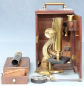 B. Cooke, Hull 19th century brass microscope in wooden carry case together with a wooden case of