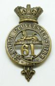 British Army 61st Regiment of Foot the South Gloucestershire Regiment brass Glengarry badge