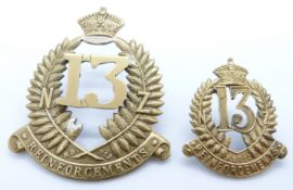 Two New Zealand Army WWI 13th Reinforcements metal badges