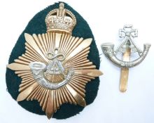 Two British Army Shropshire Regiment metal badges