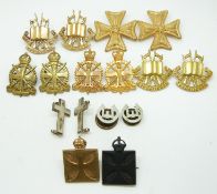 Sixteen British Army support arms metal collar badges for the Intelligence Corps, Education Corps
