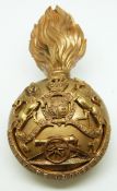 British Army Royal Artillery officer's Victorian gilt busby grenade plume holder
