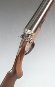 AYA 12 bore side by side hammer action shotgun with engraved locks, underside and top plate,