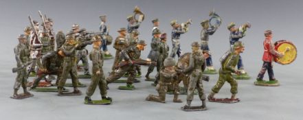 Thirty Britains and similar lead soldiers including bandsmen.