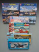 Ten plastic model aeroplane kits including Monogram, Pro Modeller, Novo, Kitech etc, all in original