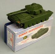 Dinky Supertoys diecast model Centurion Tank with green body and black rubber tracks, 651, in
