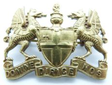 British Army City of London Volunteer Corps metal cap badge by Gaunt