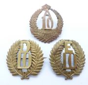 Three New Zealand Army WWI 10th Reinforcements A, D and E Company hat badges