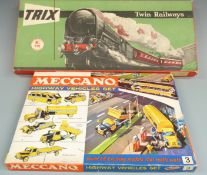Trix Twin Railways 00 gauge goods set F50, together with a Meccano Highway Vehicles set, both in