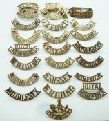 British Army a small collection of County Regiments metal shoulder titles including those for the