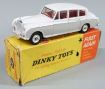 Dinky Toys diecast model Rolls-Royce Phantom V with two-tone grey body, red interior, driver and