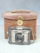 Van Neck, London large format press camera with Ross 6in Xpres f/4.5 lens, leather case and a