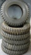 Set of six original pattern Jeep tyres, made by Mansfield marked 7.00-16 LW and Military GC