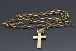 A 9ct gold belcher chain and 9ct gold cross, 6g