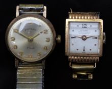 Two ladies wristwatches, one Mithra 18ct gold the other Rotary 9ct gold, both with gold hands and