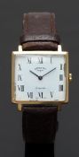 Rotary 9ct gold gentleman's wristwatch with black hands and Roman numerals, white dial and 21