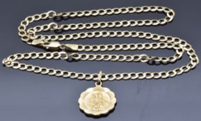 A 9ct gold St Christopher on a 9ct gold curb link chain, 7.8g