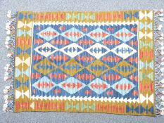 Native American style kilim with intricate fringe, 120 x 80cm