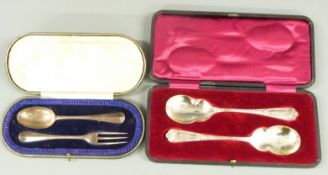 Cased Victorian Goldsmiths & Silversmiths Co. hallmarked silver spoon and fork set, London 1890,