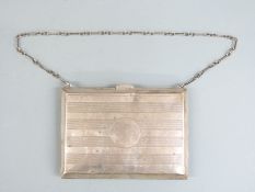 Hallmarked silver purse or calling card case with fitted interior, marks rubbed, weight 132g