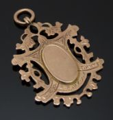 Edwardian 9ct rose gold fob, Birmingham 1902, 7.8g