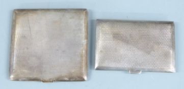 Two engine turned hallmarked silver cigarette cases, weight 147g